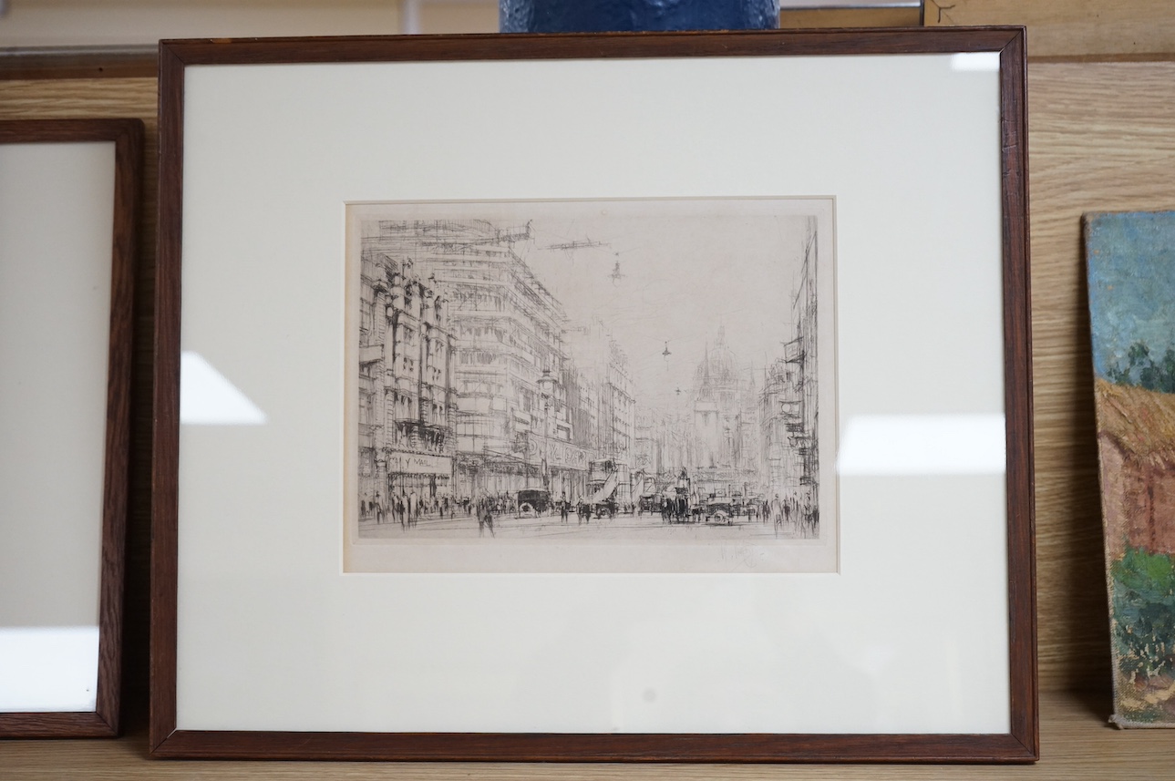 William Walcot (1874-1943), etching, ‘Fleet Street, London’, signed in pencil, 18 x 23cm. Condition - fair